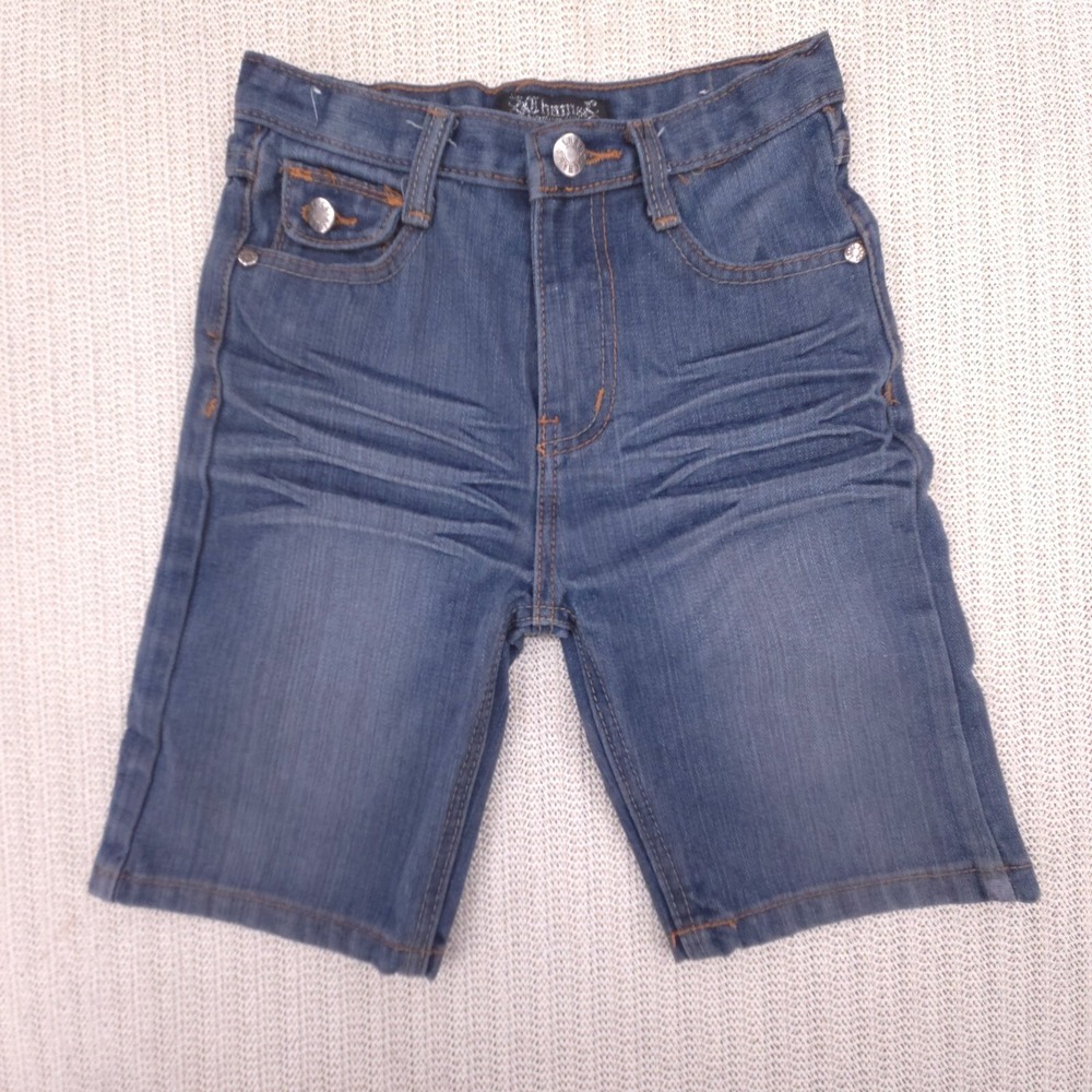 Chams Shorts Boys 4T Blue Denim Baggy Skater Hip Hop Embroidered Pockets